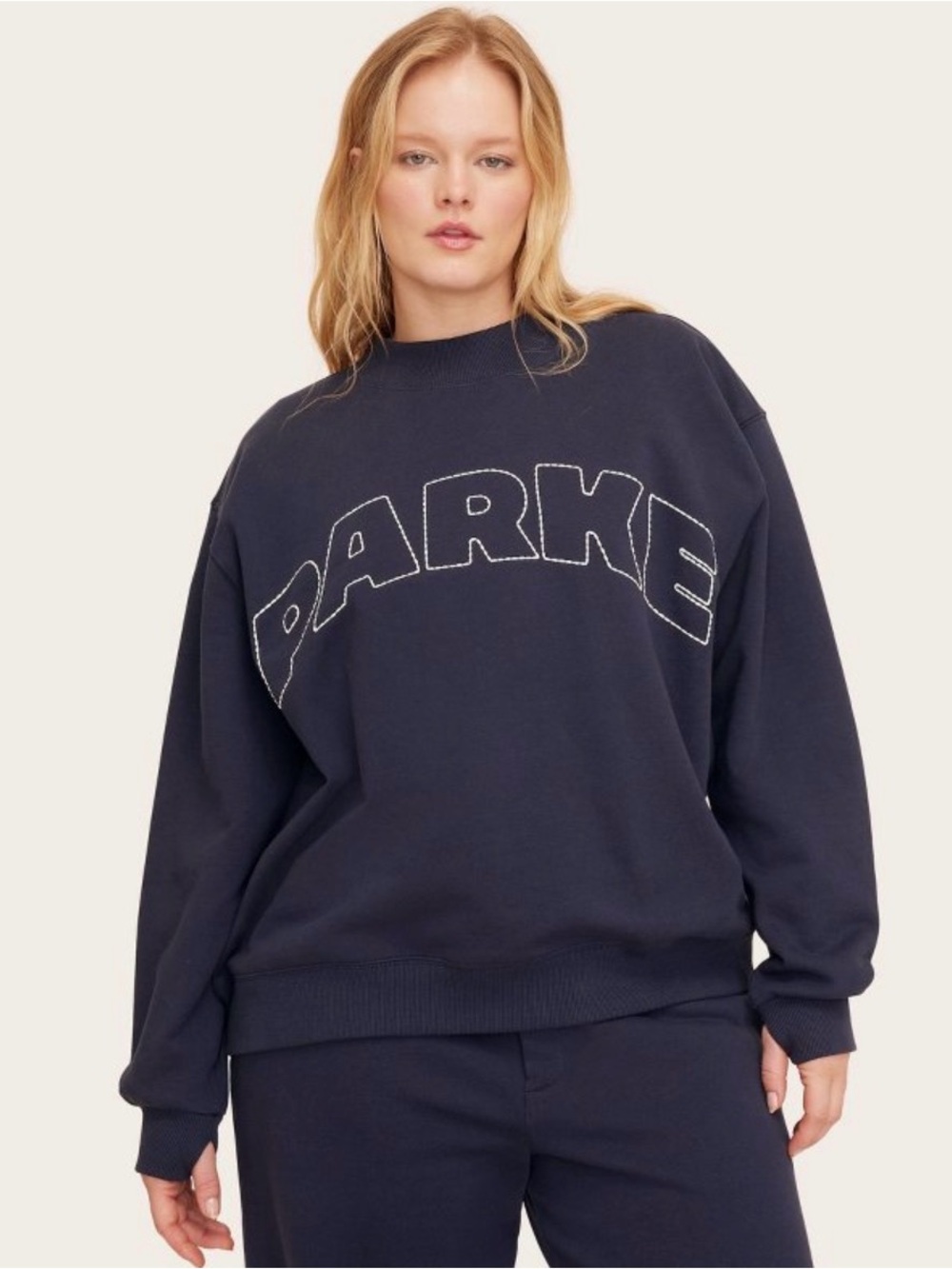 Women's Mockneck Pullover Sweatshirt - Parke x Target Navy Blue L/XL NWT